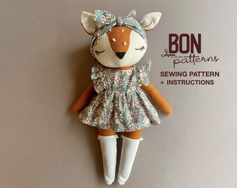 Fawn Deer Soft Toy Sewing Pattern, Woodland Stuffed Animal DIY Home Sewing Kit