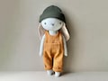 Bunny Doll Sewing Pattern, Overalls & Beanie (PDF Pattern)