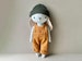 Bunny with Overalls & Beanie - Instant Download Sewing Pattern, DIY soft toy doll in organic linen or cotton. 