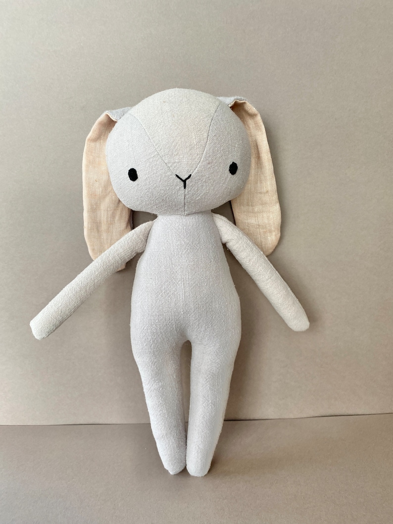 Bunny with Overalls & Beanie Instant Download Sewing Pattern, DIY soft toy doll in organic linen or cotton. image 9