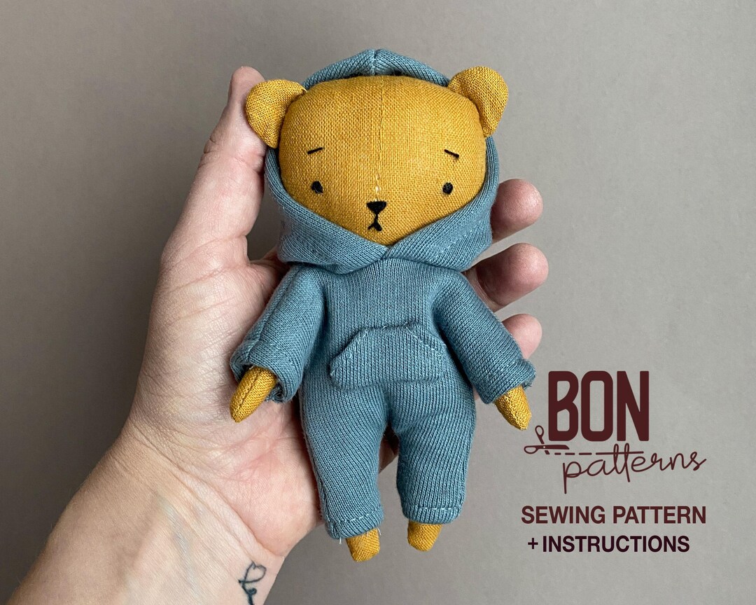 Small Teddy Bear Sewing Pattern, Diy Miniature Soft Toy, Mini Doll Kit ...