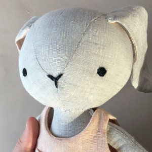 Bunny with Overalls & Beanie Instant Download Sewing Pattern, DIY soft toy doll in organic linen or cotton. image 6