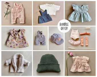 Doll Clothes Sewing Pattern Bundle - DIY Linen & Cotton (Instant Download)
