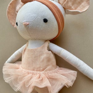 Mouse with Ballerina Outfit Instant Download Sewing Pattern. DIY soft toy, cuddly rag doll in organic linen or cotton. image 3