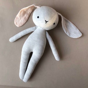 Bunny with Dress Instant Download Sewing Pattern. DIY toy soft, cuddly rag doll in organic linen or cotton. image 3