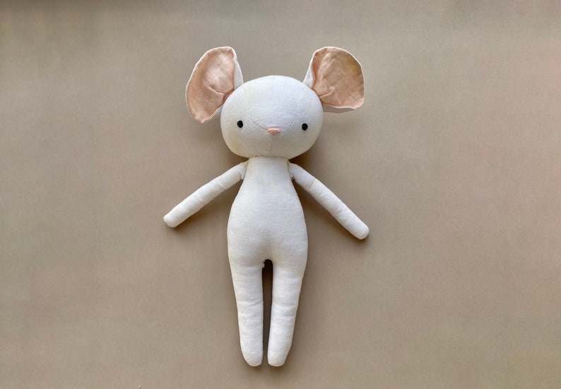 Mouse with Ballerina Outfit Instant Download Sewing Pattern. DIY soft toy, cuddly rag doll in organic linen or cotton. image 5