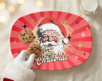 Retro Santa "Merry Christmas" Serving Platter