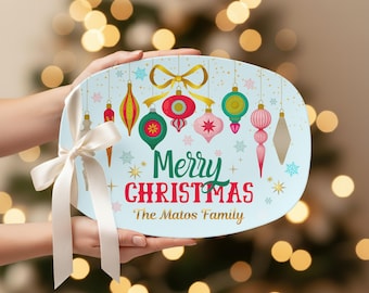 Bandeja navideña personalizada: diseño retro y colorido