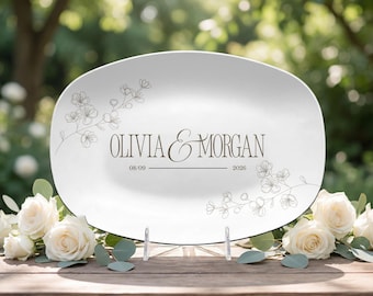 Personalized Bridal Shower Gift. Customized Platter with Couples Names and Wedding Date