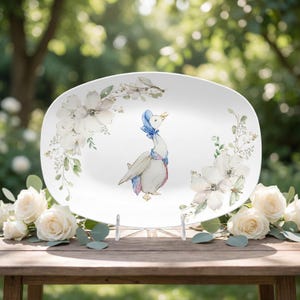 Bandeja para servir de Beatrix Potter con diseño de Mamá Ganso – Pieza de presentación floral primaveral para Pascua