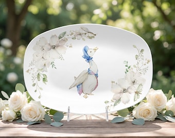 Beatrix Potter Mother Goose Serving Platter – Floral Springtime Easter Serving Piece
