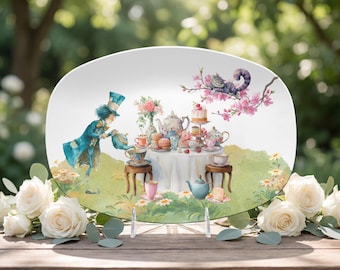 Alice in Wonderland Serving Platter and Plates: Madhatter Tea Party