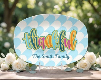 Custom "Thankful" Family Name Serving Platter