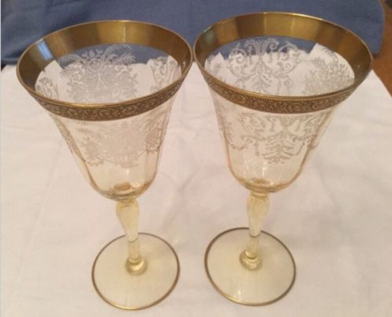 Elegant depression glass etched pattern Cambridge wine Etsy