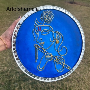 Lippan art, Mud and mirror art, Krishna lippan art, wall decor, good gift,good vibes,Indian folk art,handmade, home decor