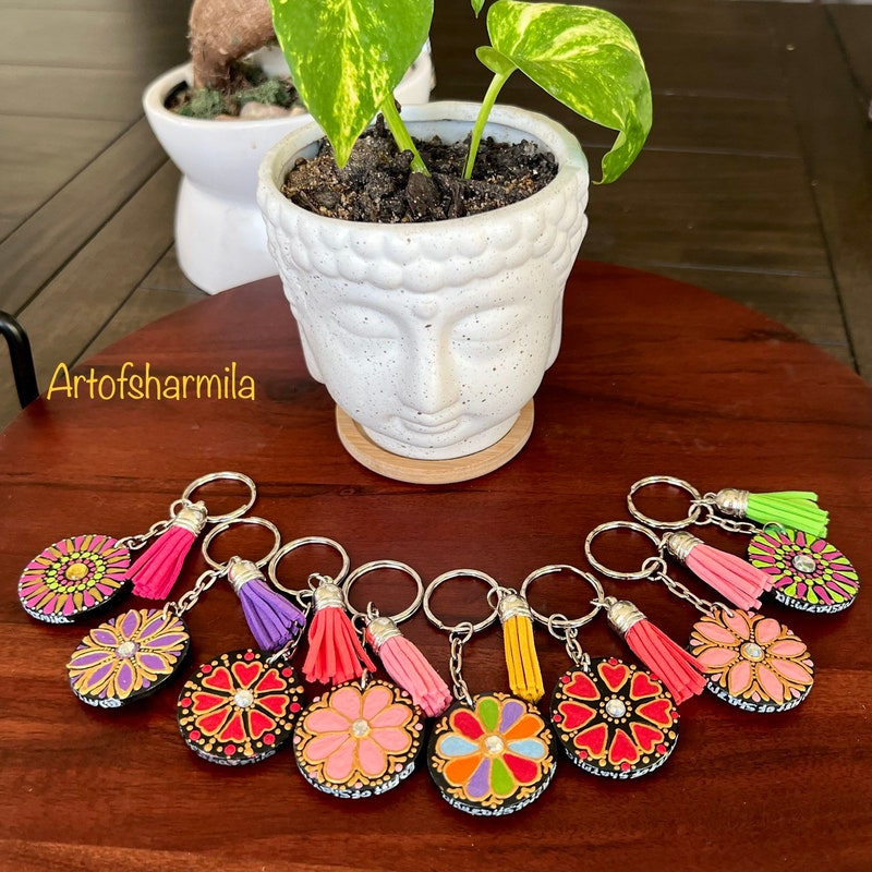 Wooden Painted Keychains - Etsy