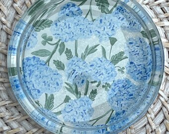 Hydrangea glass coaster, wine coaster