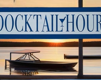 Hand painted wood sign, custom, cocktail, docktail, coastal decor, boating