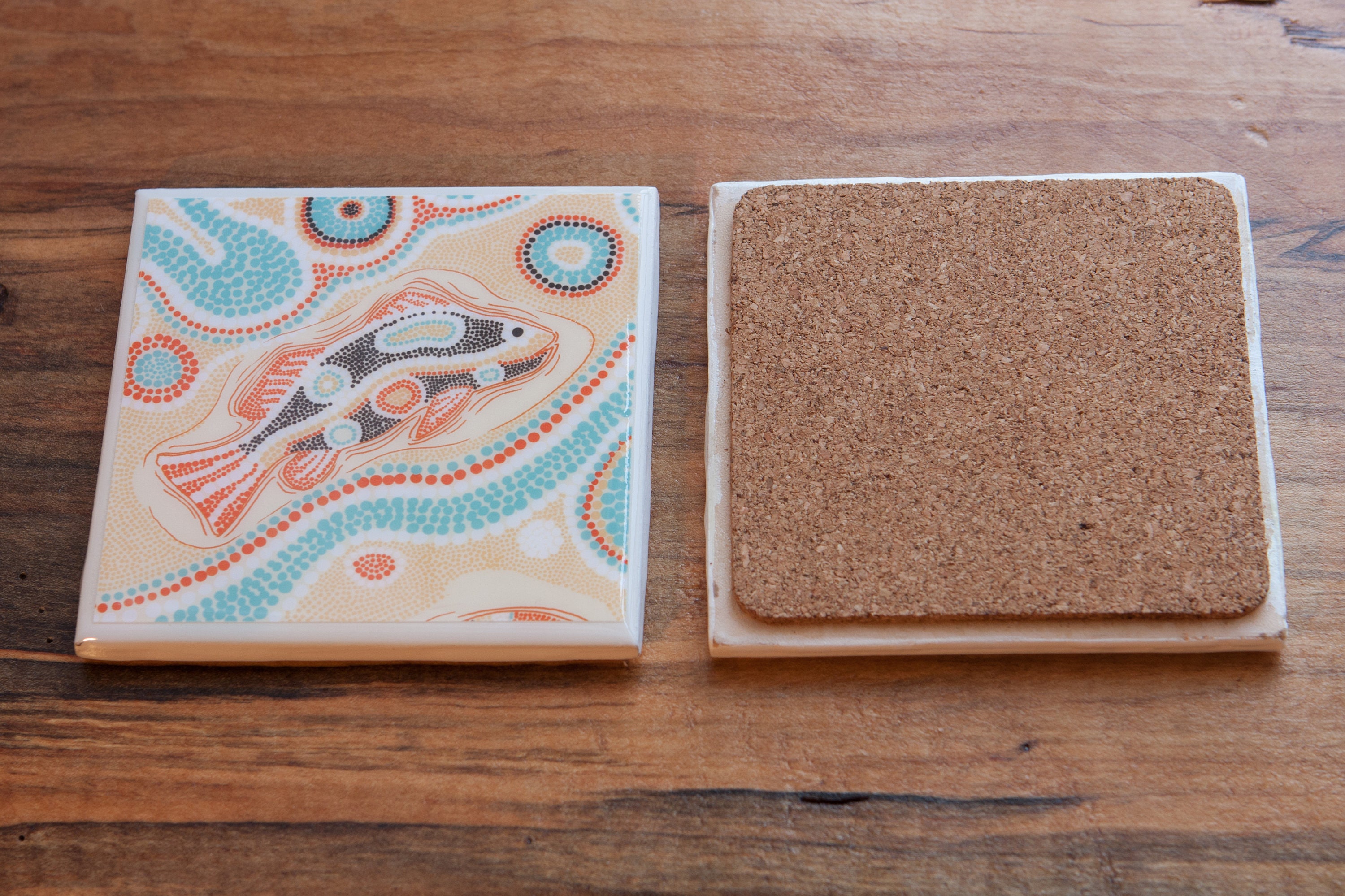 Ceramic Tile Coaster Aboriginal Barramundi Etsy