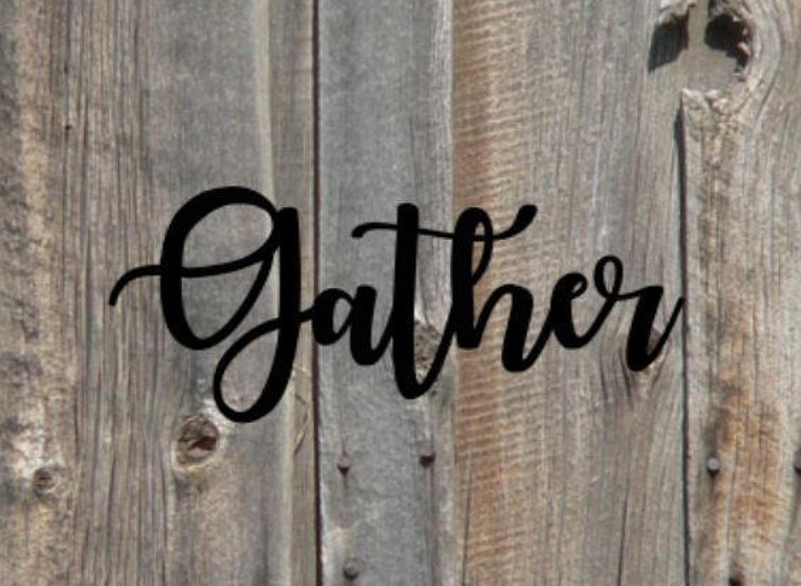Gather Cursive Wall Sign Metal Sign Metal Words Wreath Etsy