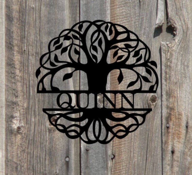 Front Door Wreath Custom Name Sign Monogrammed Wreath Metal Letters Weatherproof Tree of Life Monogram House Sign Door Monogram