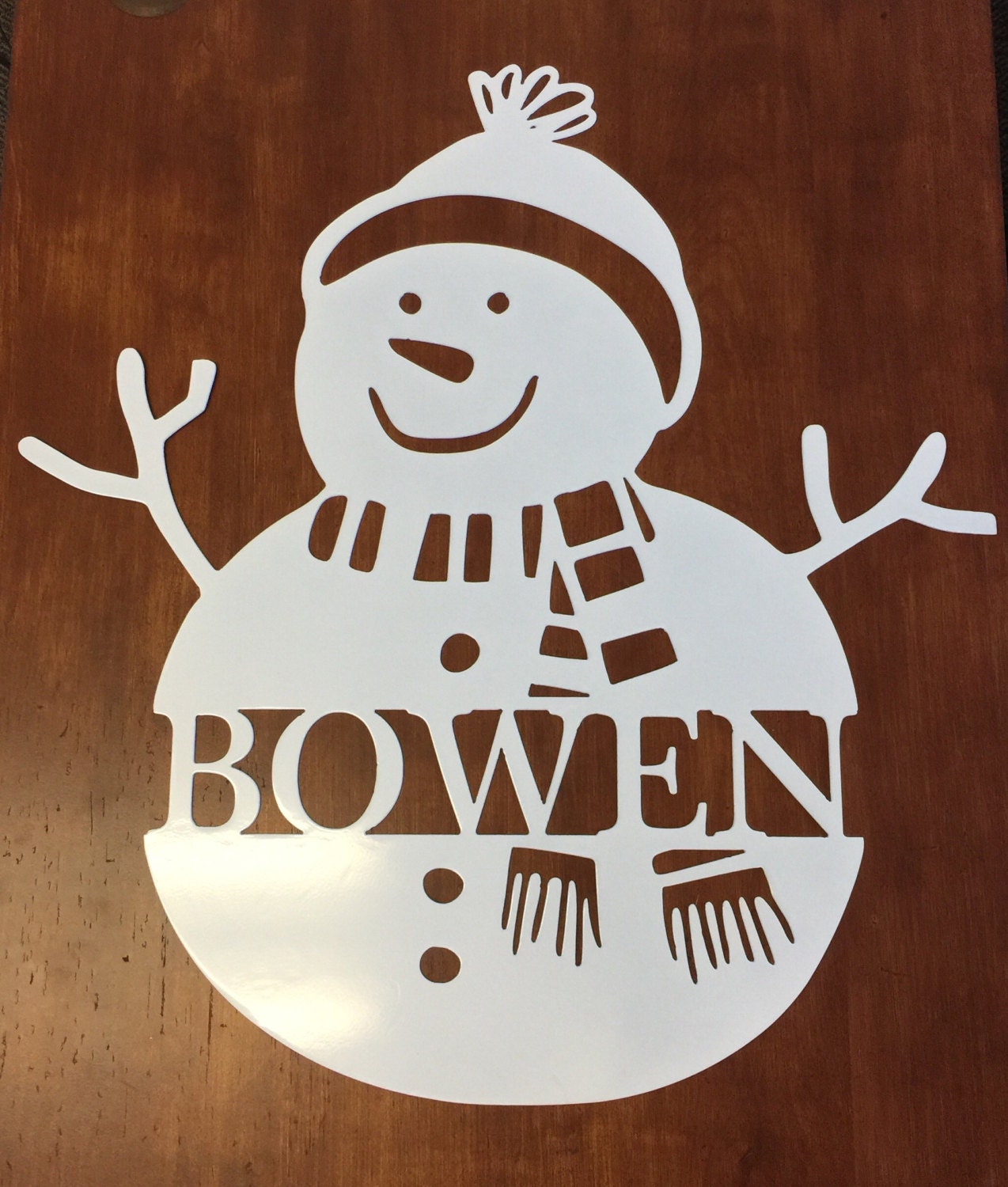 Weatherproof Winter Snowman Monogram Wreath Front Door