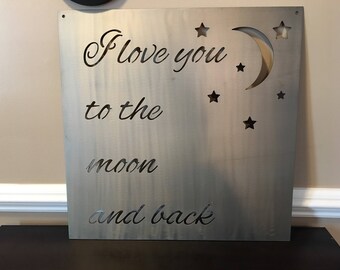 I love you to the moon and back. Wall decor, Metal Sign, Wreath, Home Decor. 22" x 22"