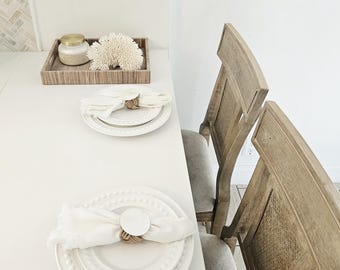Set of Capiz Shell Napkin Rings, Coastal Nautical Knot Table Decor