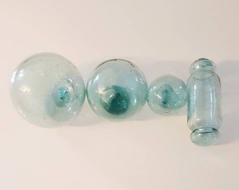 Vintage Japanese Glass Fishing Floats, Beach Decor