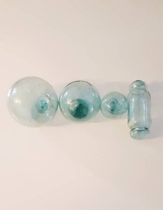 Glass Floats, Vintage Japanese Fishing Floats. Sea Glass Balls