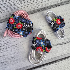 Handmade Fabric Cord Keepers, Charging Cable Organizer 3-Pack