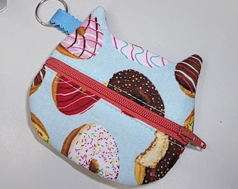 Monedero con cremallera en forma de gato: monedero hecho a mano con retales de tela