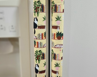 Cats and plants fridge door handle covers, gift for her, gift for best friend, Refrigerator & Oven handle cover, cat print kitchen decor
