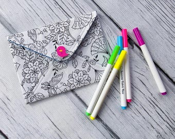 Sobre de tela para colorear DIY: bolsita floral reutilizable, actividad infantil