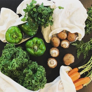 Zero Waste Cotton Produce Bag, Ecofriendly Veggie Bag, Bulk Food Bag, Produce Bag, Plastic Alternative Veggie Bags, Easter Hostess Gifts