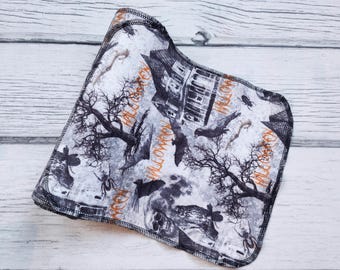 Halloween Cotton Flannel Paperless Towels: Reusable Summerween Kitchen Decor