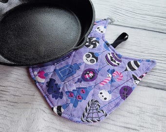 Salvamanteles acolchado con forma de gato, decoración de cocina para Halloween, 100% algodón.