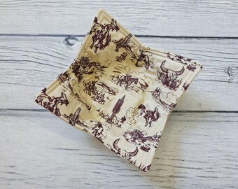 Western cowboy Microwave Bowl Cozy: Insulated Cotton Hot Pad