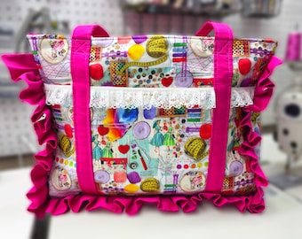 Large Pink Tote Bag, Handmade Tote, Work Bag, Travel Tote, Gift for Her, Fiber art gift
