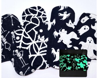 Glow in the Dark Reusable Cloth Menstrual Pad | Halloween Print, Zero Waste