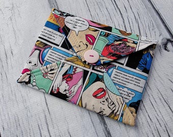 Cartera de tela con diseño de cómic, estilo pop art retro