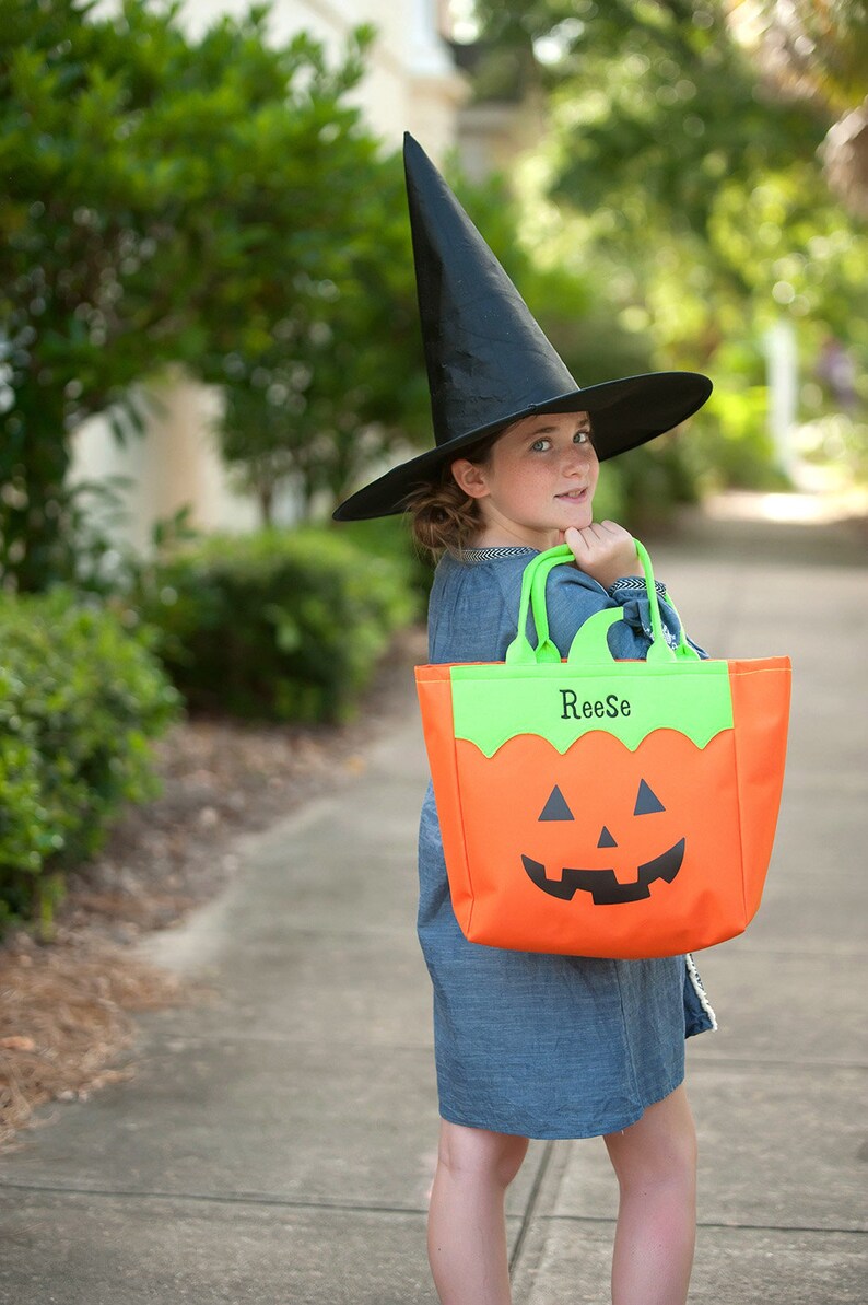 Trick-or-Treat Jonny the Jack-O-Lantern Character Tote Monogrammed Tote Halloween Personalized Tote Character Tote Embroidered Tote