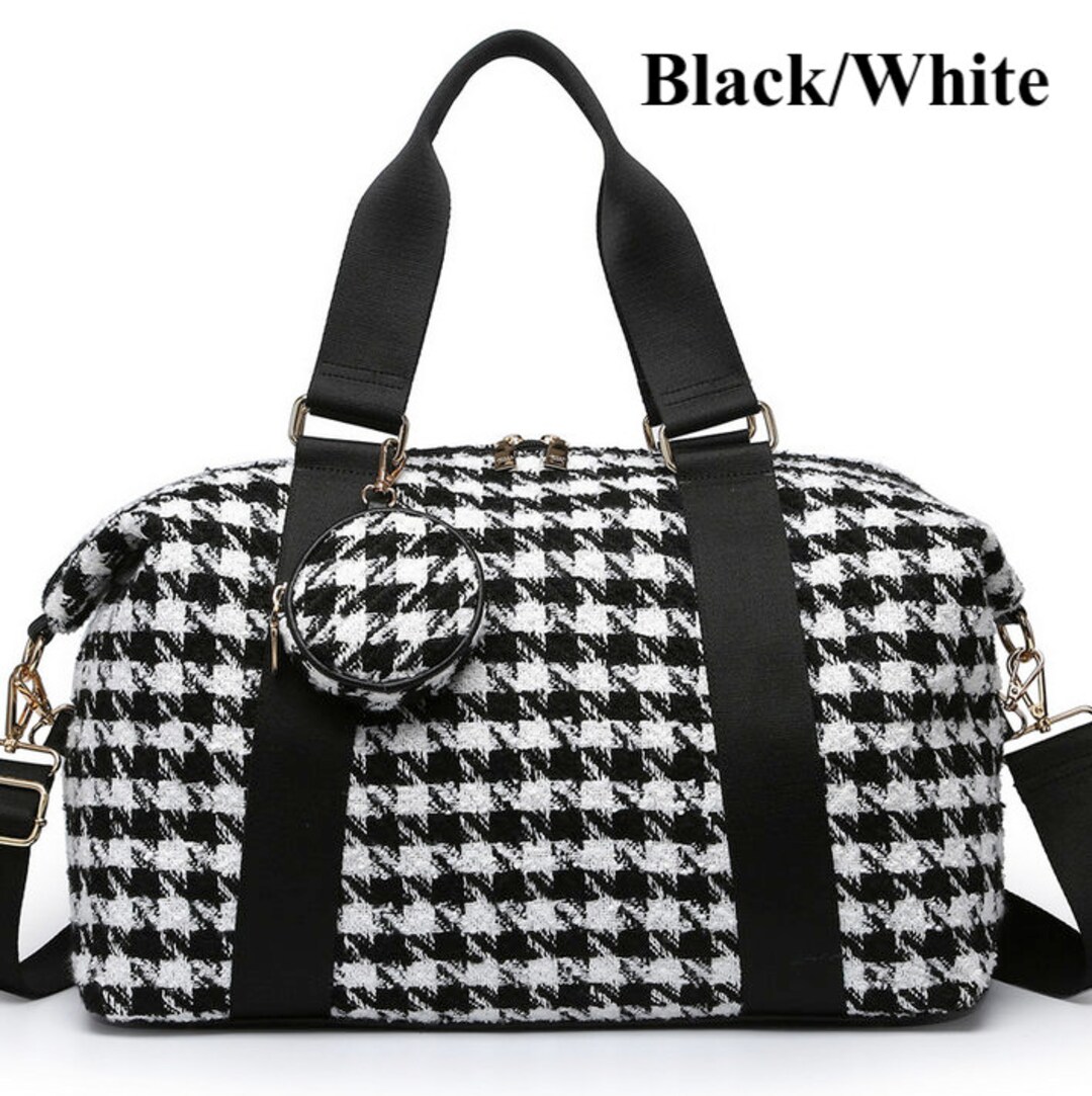 Houndstooth Duffel Bag Duffel Bag Overnight Bag Travel Bag Etsy