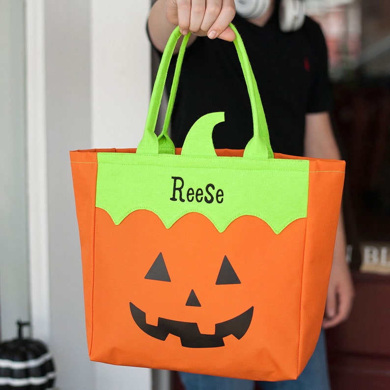 Trick-or-Treat Jonny the Jack-O-Lantern Character Tote Monogrammed Tote Halloween Personalized Tote Character Tote Embroidered Tote