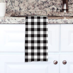 Black & White Checkered Squares Buffalo Plaid Bath Towel Set