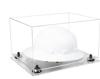Better Display Cases Acrylic Large Helmet - Hard Hat Display Case with Case, Risers and Clear Base 15.25" x 12" x 9" (A082/V13)