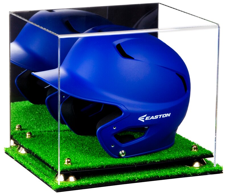 Acrylic Baseball Batting Helmet Display shops Case with Mirror, Risers and Turf Base (V22)