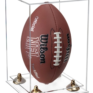Clear Acrylic Football Display Case Vertical with Risers and Clear Base (A060-CB)