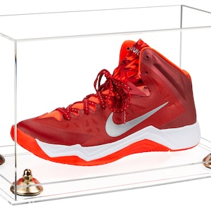 Clear Acrylic Large Shoe Display Case for Basketball Shoe Soccer Cleat Football Cleat with Risers and Clear Base (A013-CB)