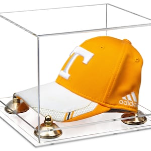 Clear Acrylic Baseball Hat or Cap Display Case with Risers and Clear Base (A006-CB)